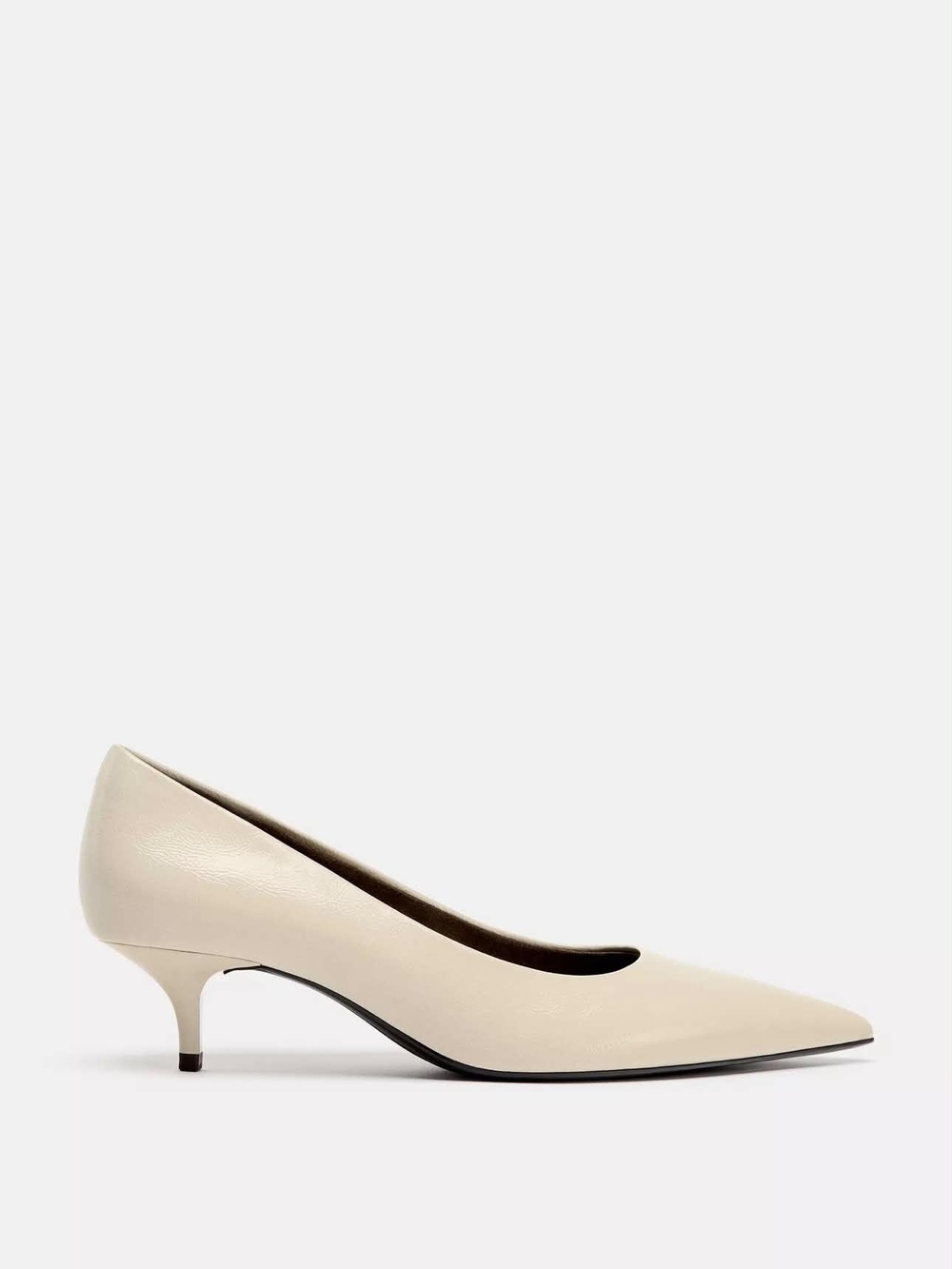 ZARA | Classic Pointed Toe Kitten Heel Pumps - Cream - Size 6